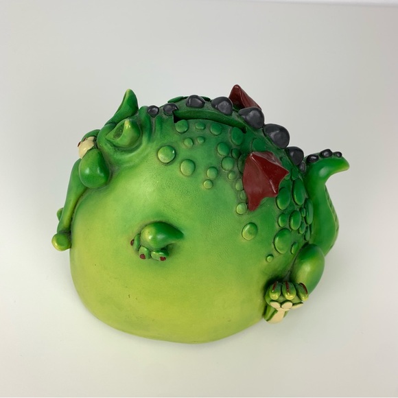 Vintage Chubby Quirky Green Dragon Piggy Bank Paolo Chiari Adorable Derpy Read - Picture 3 of 16